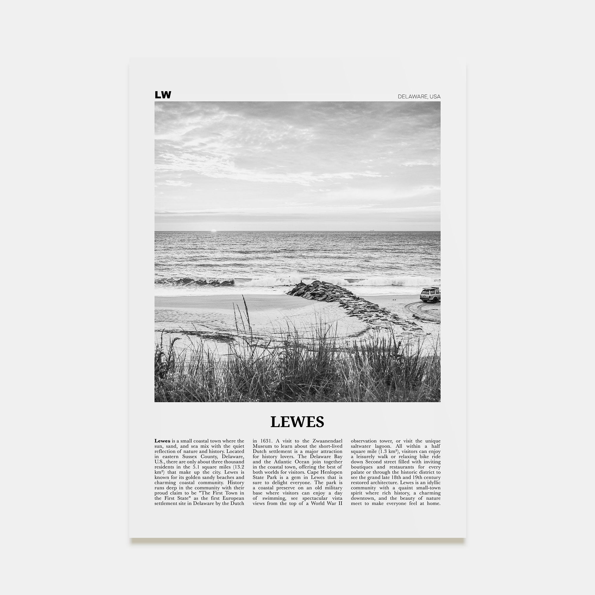 Lewes Travel B&W Poster