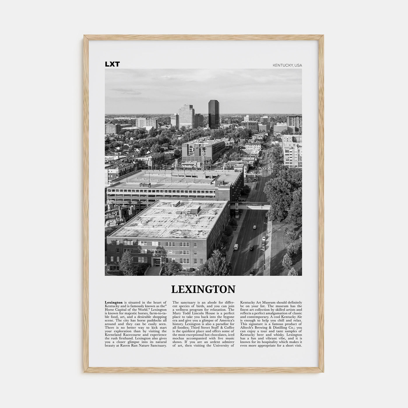 Lexington, Kentucky Travel B&W Poster