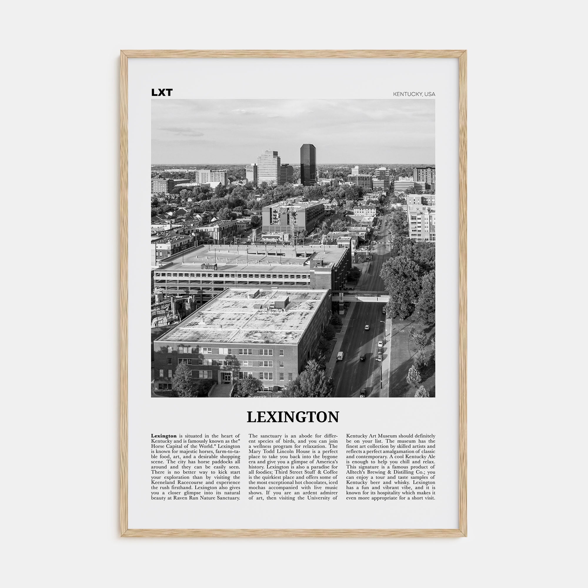 Lexington, Kentucky Travel B&W Poster