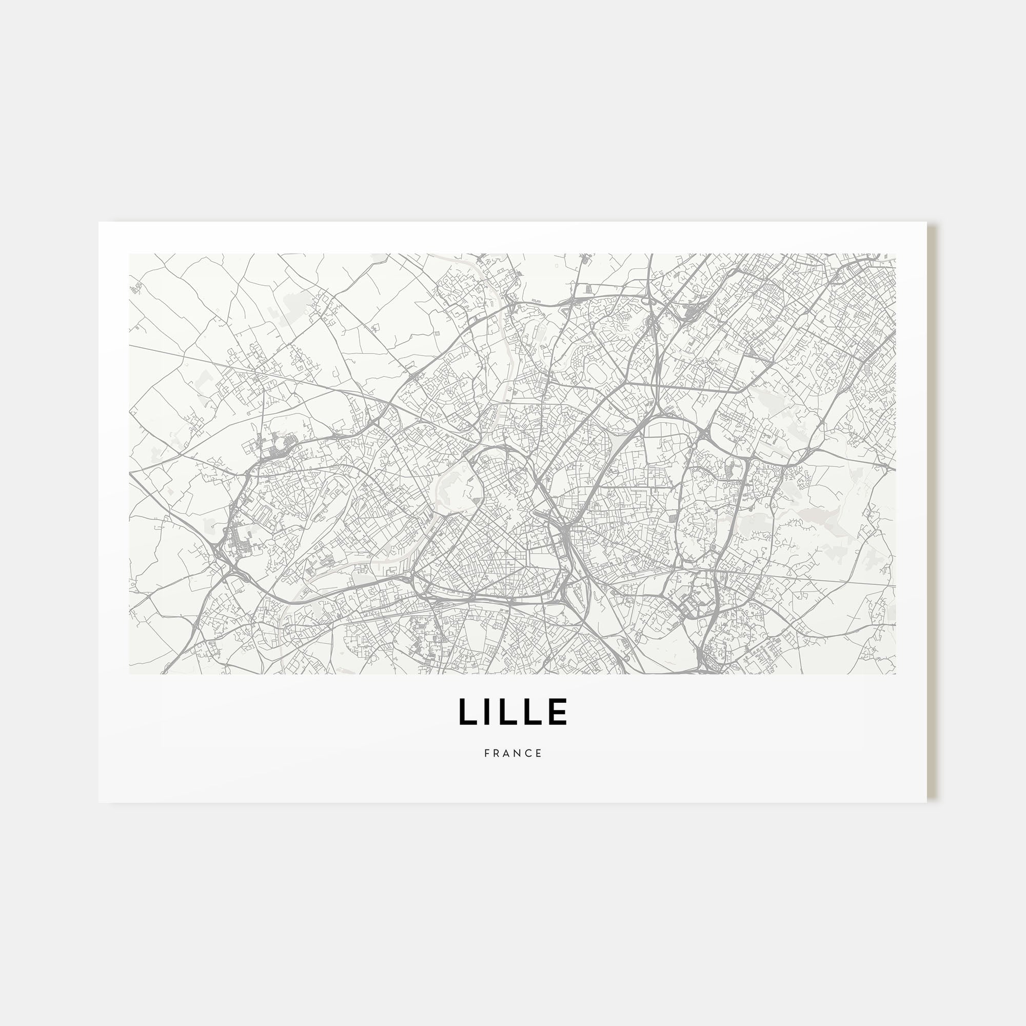 Lille Map Landscape Poster