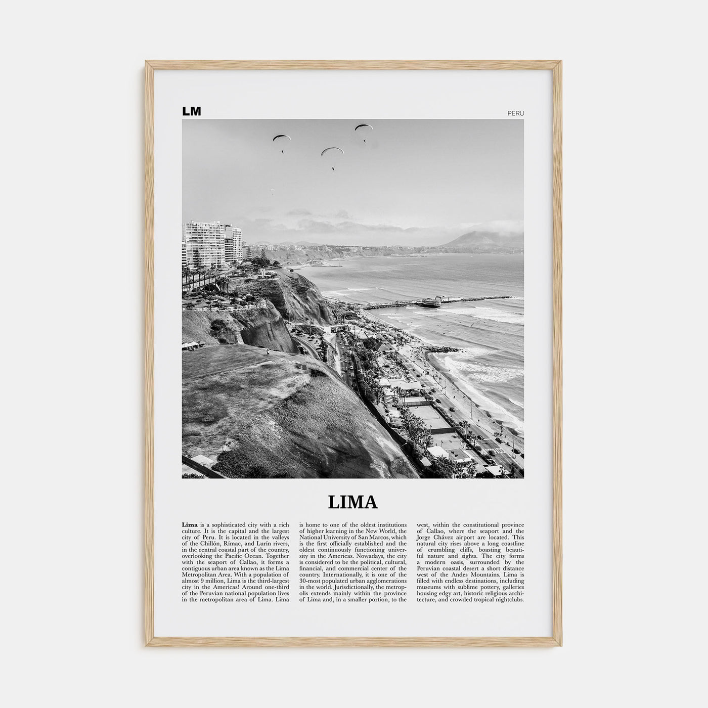 Lima Travel B&W No 1 Poster