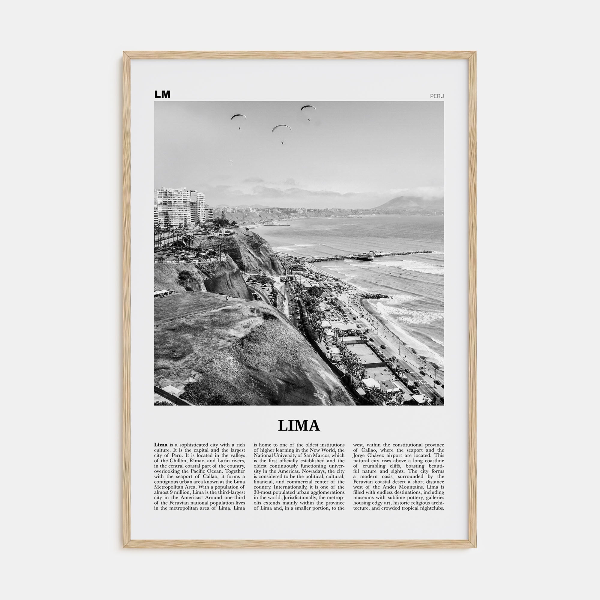 Lima Travel B&W No 1 Poster