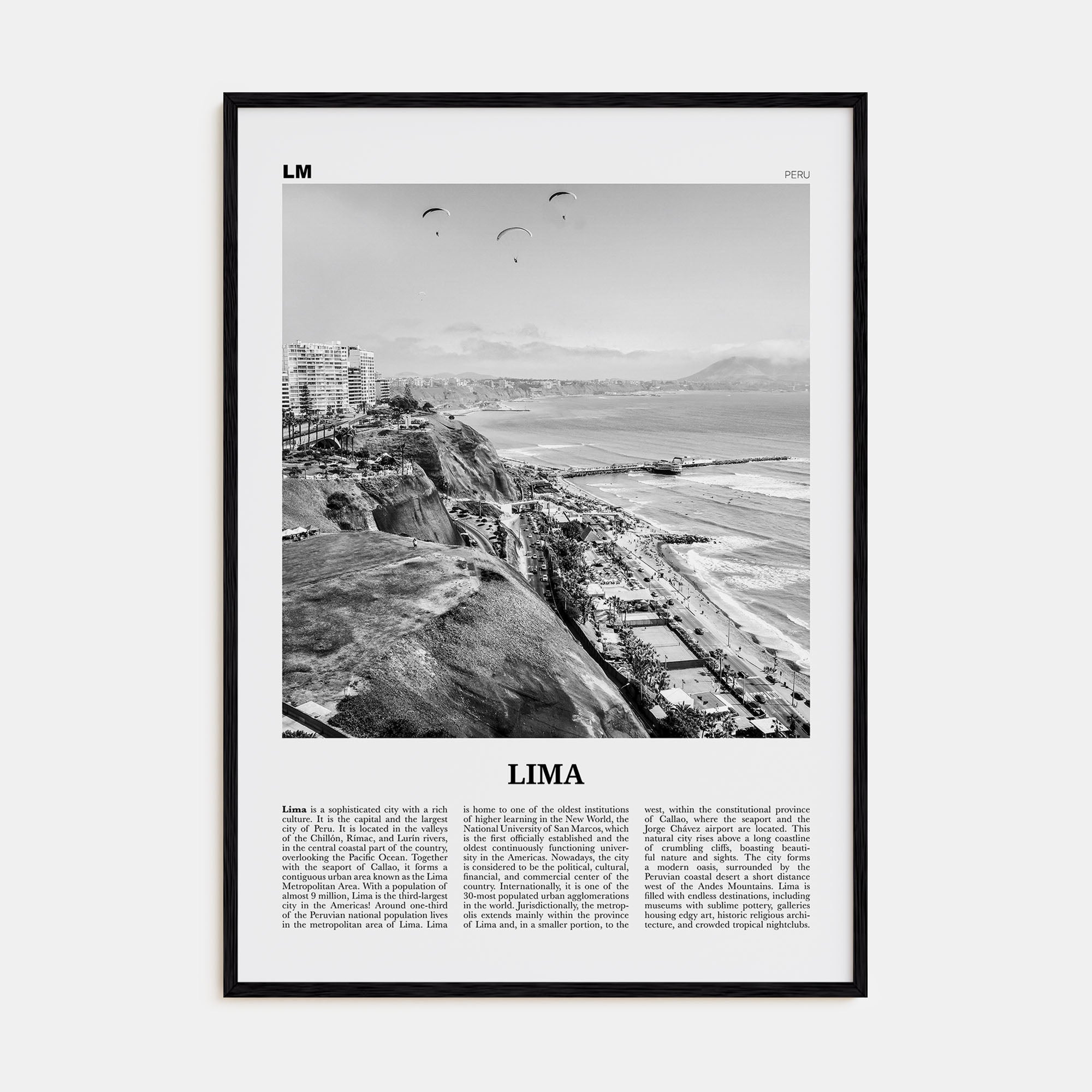 Lima Travel B&W No 1 Poster