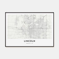 Lincoln Map Landscape Poster