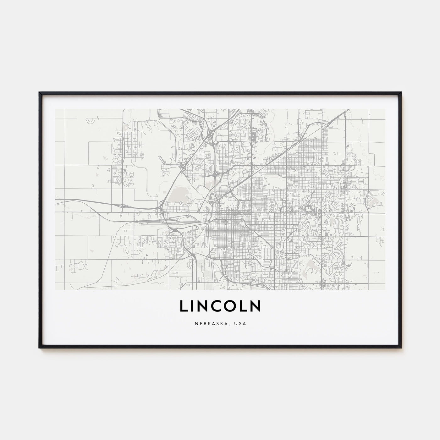 Lincoln Map Landscape Poster