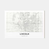Lincoln Map Landscape Poster