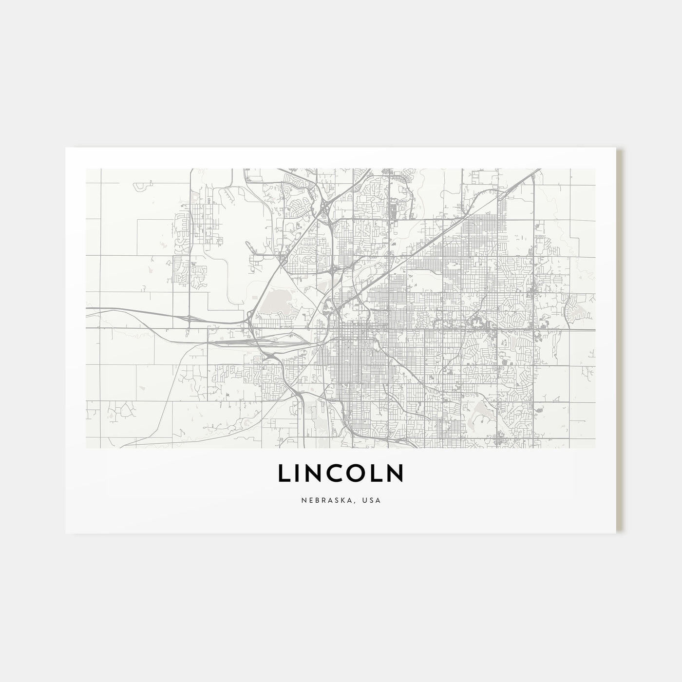Lincoln Map Landscape Poster