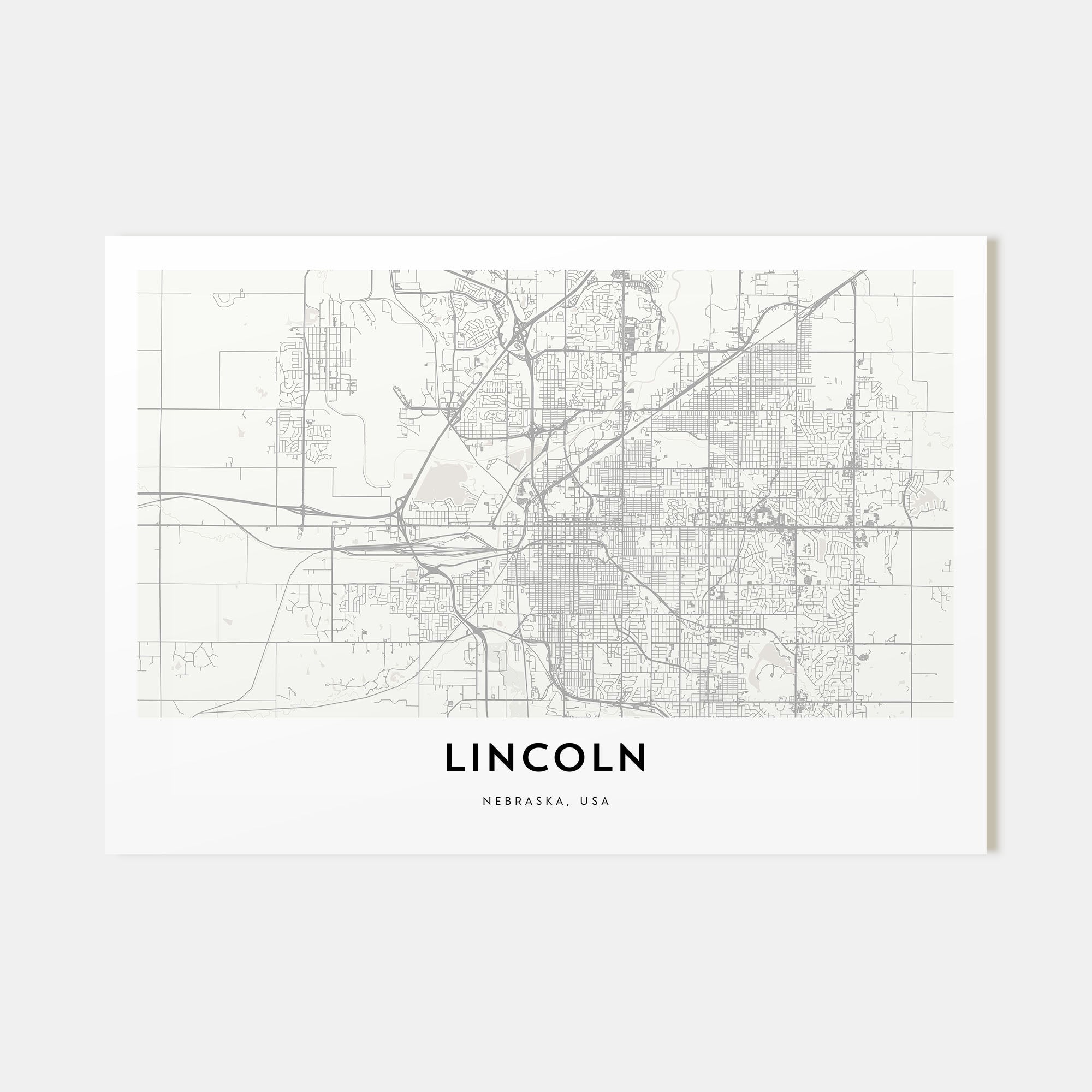 Lincoln Map Landscape Poster