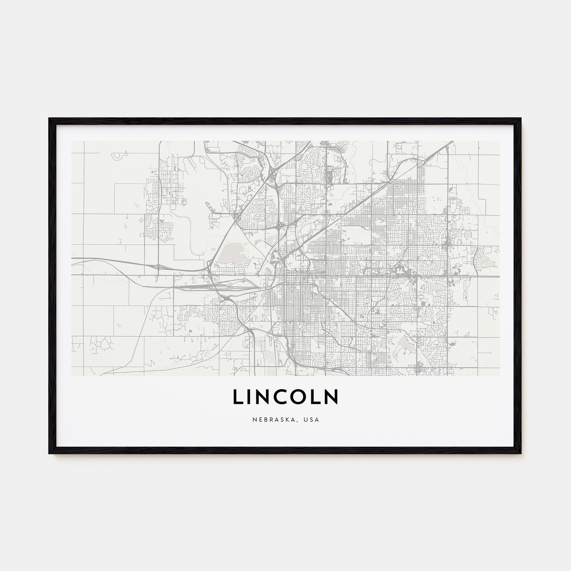 Lincoln Map Landscape Poster