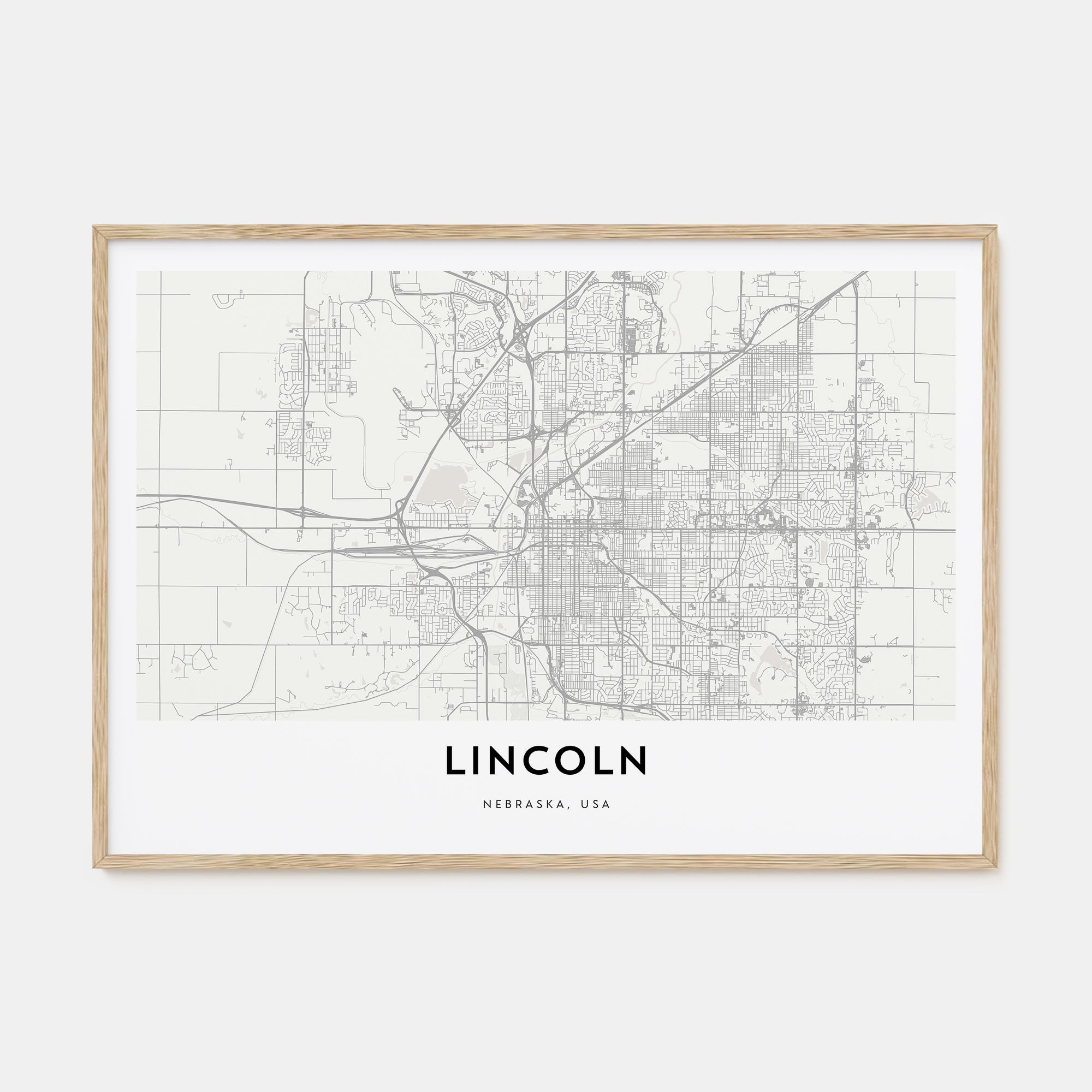 Lincoln Map Landscape Poster