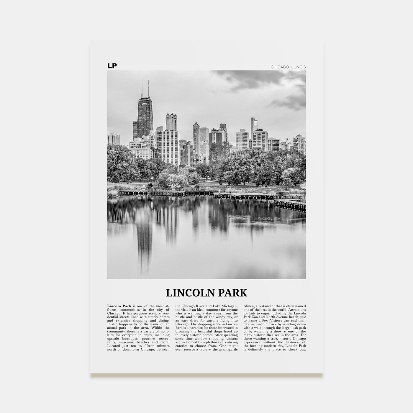 Lincoln Park Travel B&W No 1 Poster
