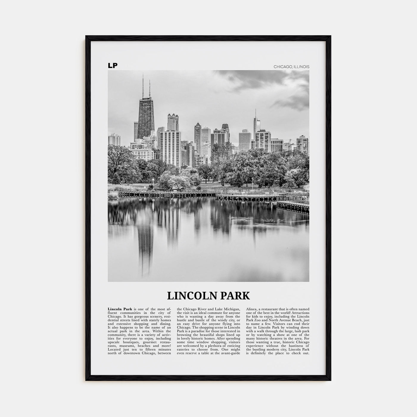 Lincoln Park Travel B&W No 1 Poster