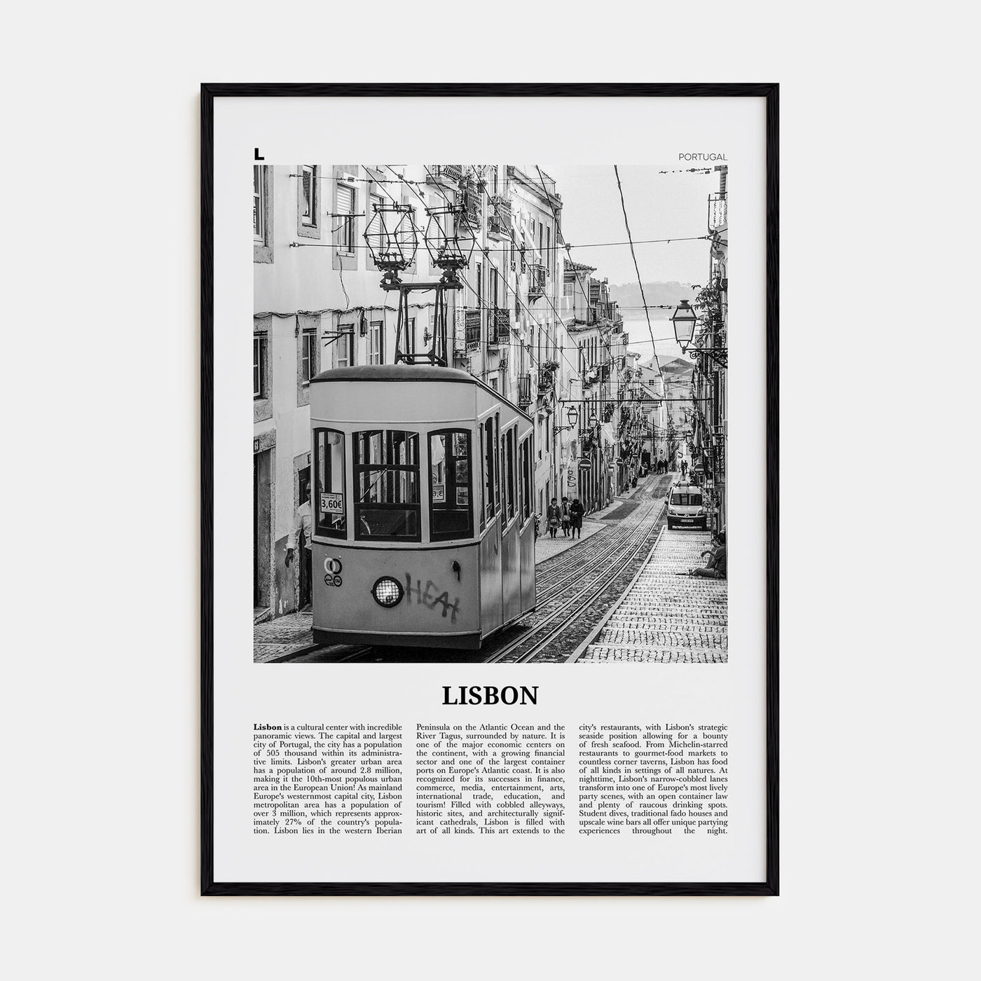 Lisbon Travel B&W No 1 Poster