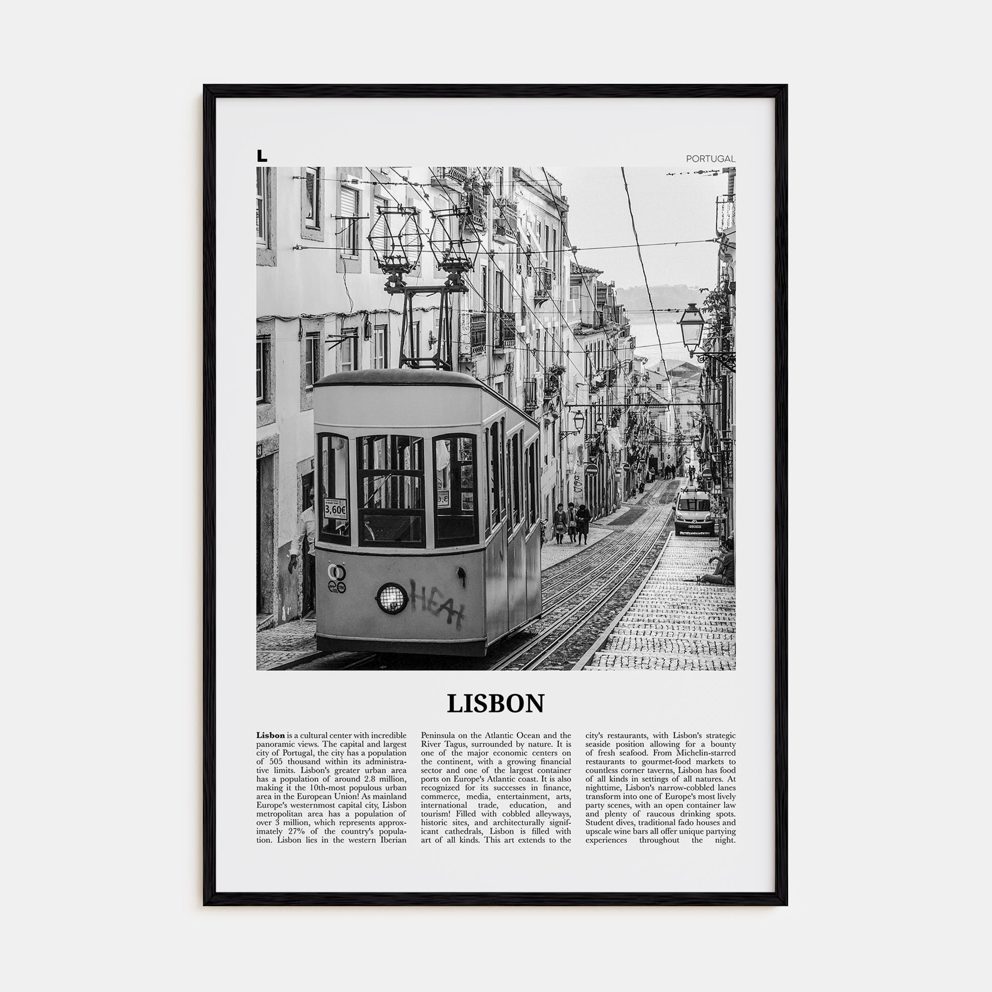 Lisbon Travel B&W No 1 Poster
