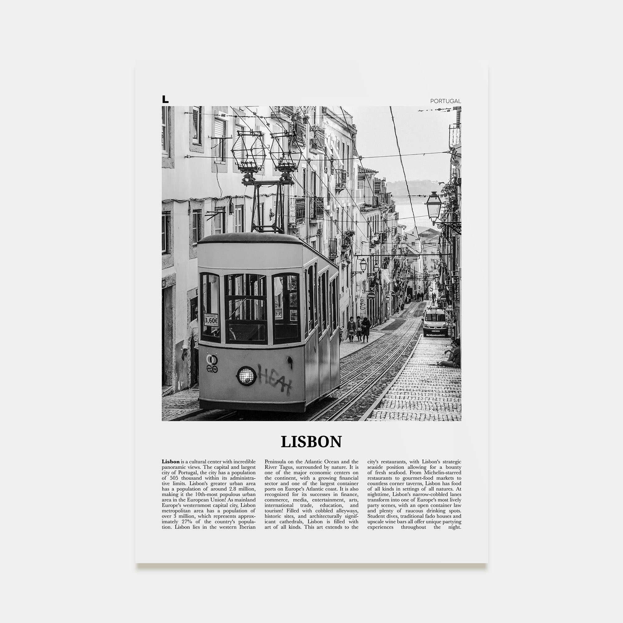 Lisbon Travel B&W No 1 Poster