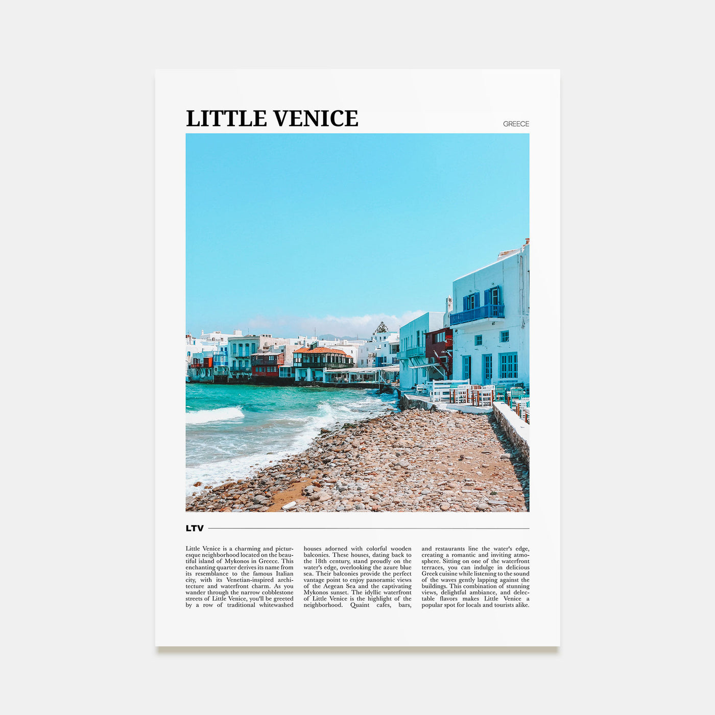Little Venice, Mykonos Travel Color Poster