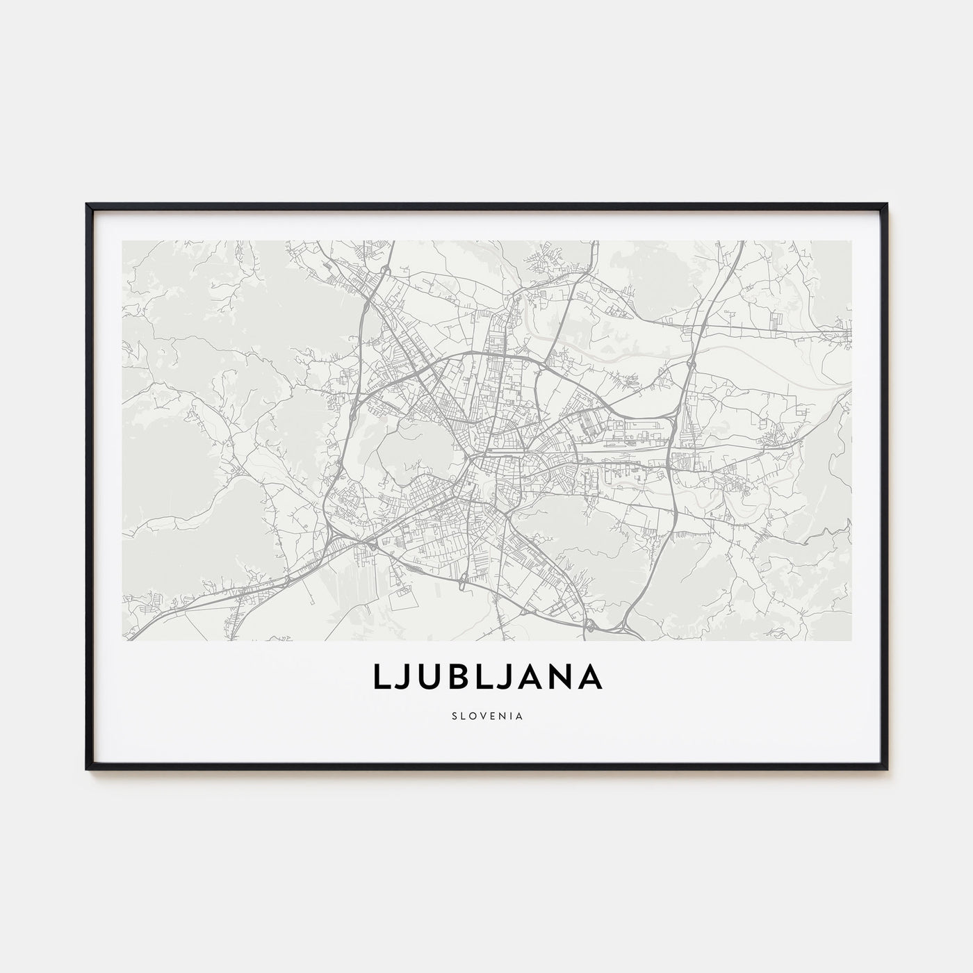 Ljubljana Map Landscape Poster