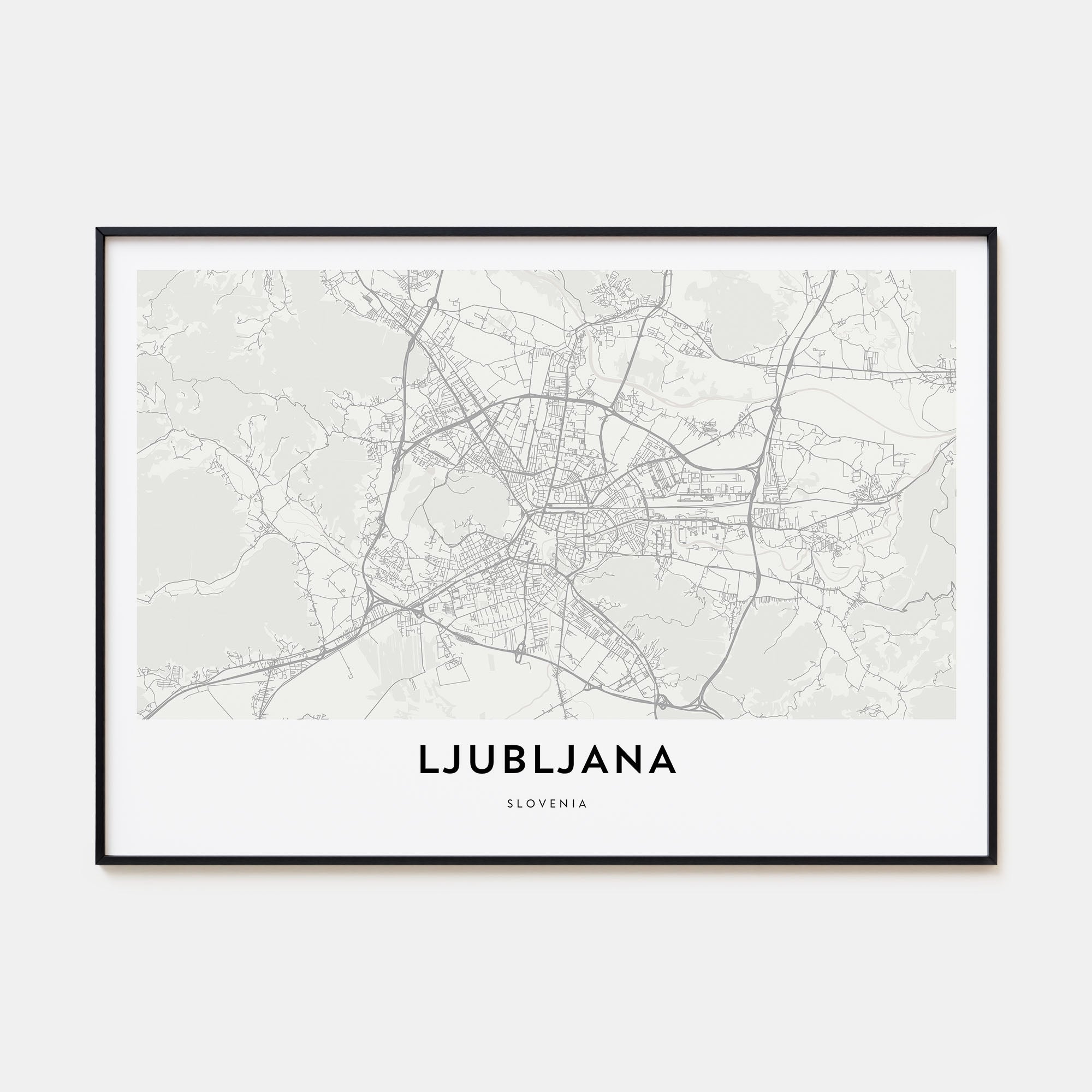 Ljubljana Map Landscape Poster