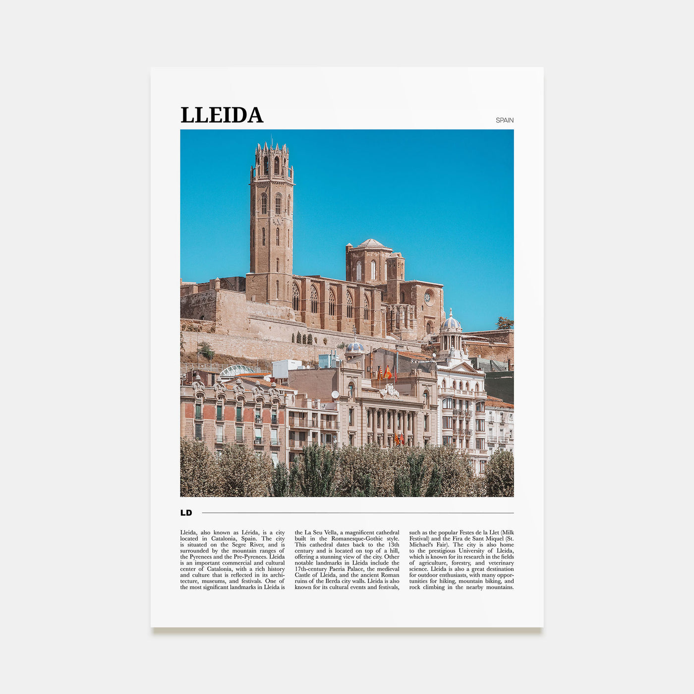 Lleida Travel Color Poster