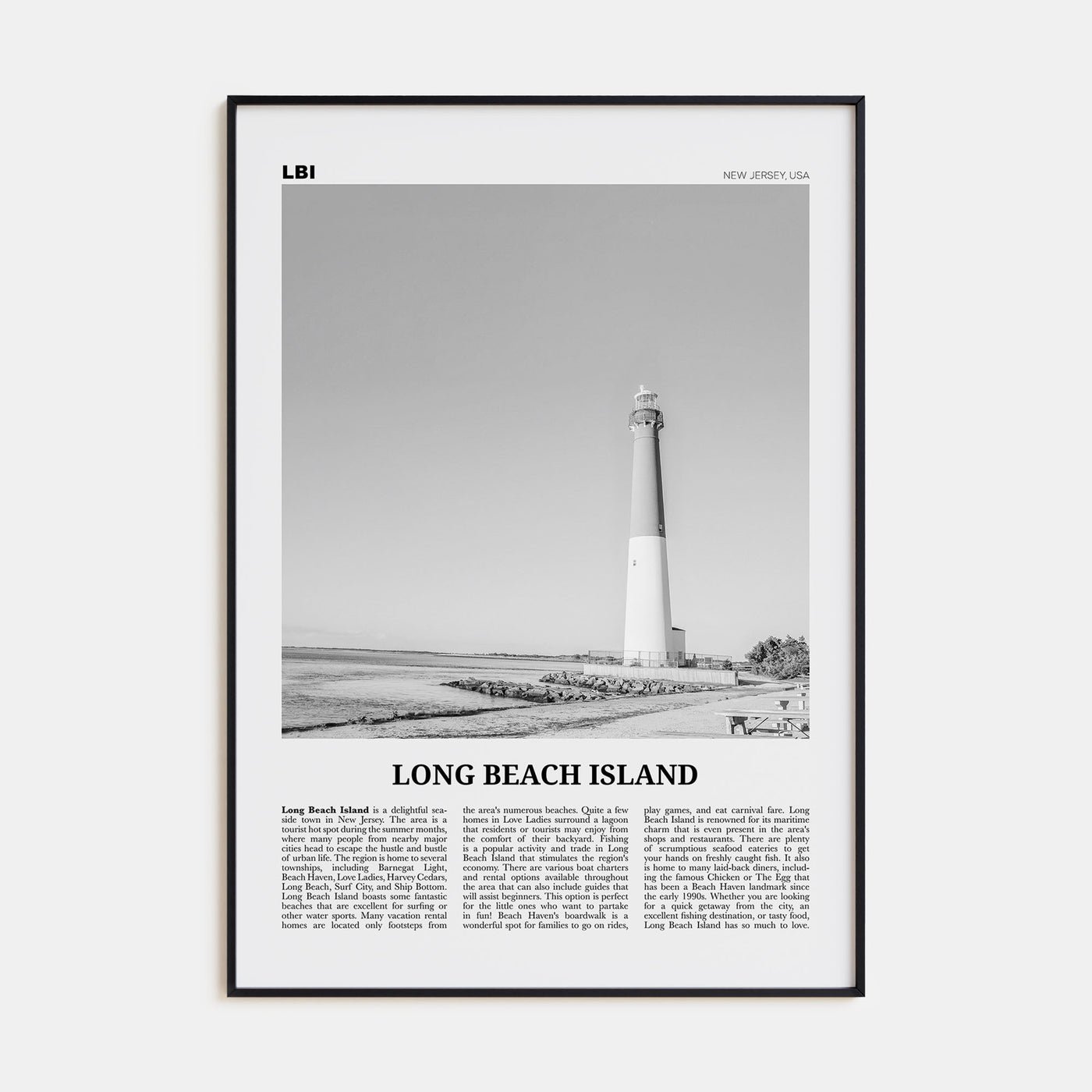 Long Beach Island Travel B&W Poster