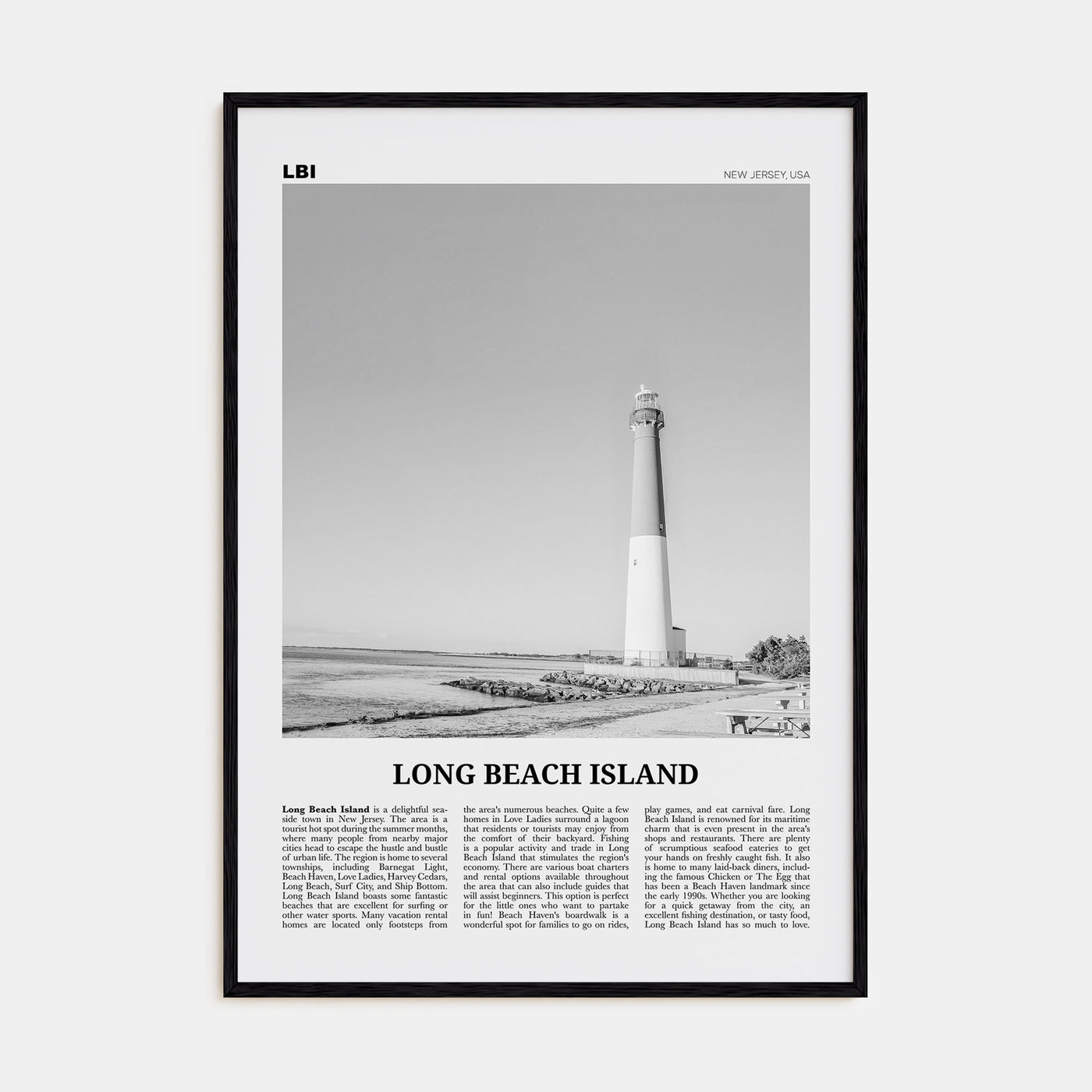 Long Beach Island Travel B&W Poster