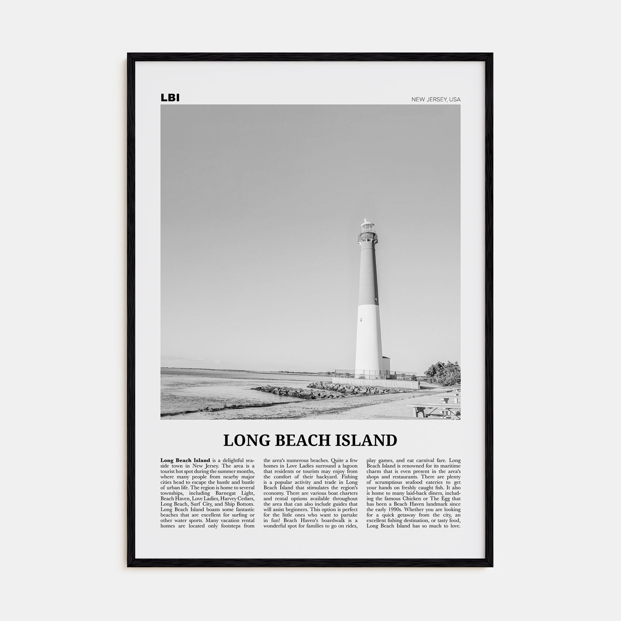 Long Beach Island Travel B&W Poster