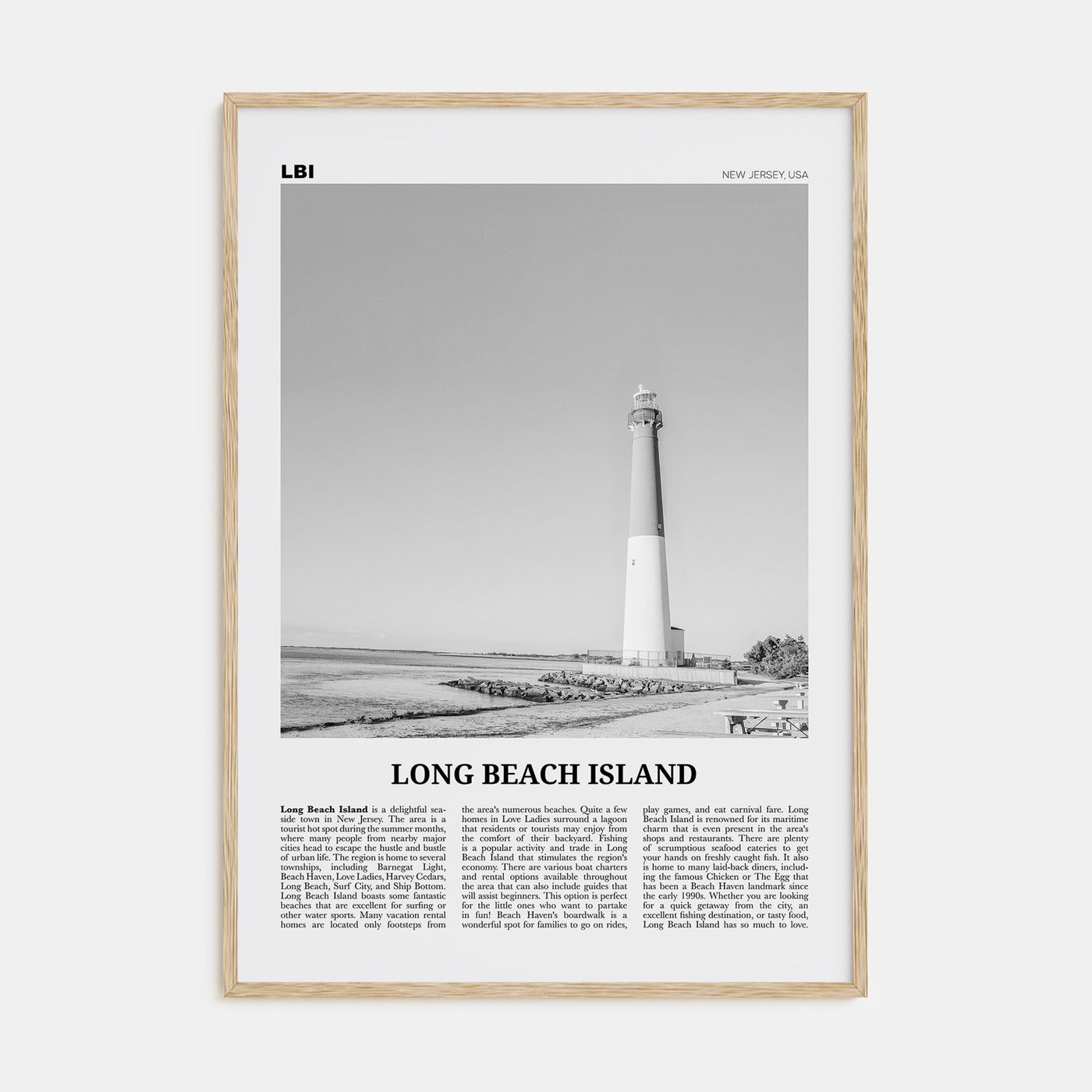 Long Beach Island Travel B&W Poster