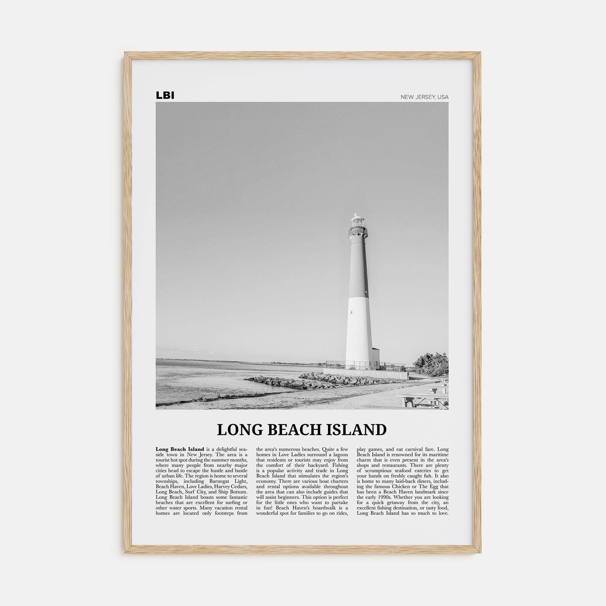 Long Beach Island Travel B&W Poster