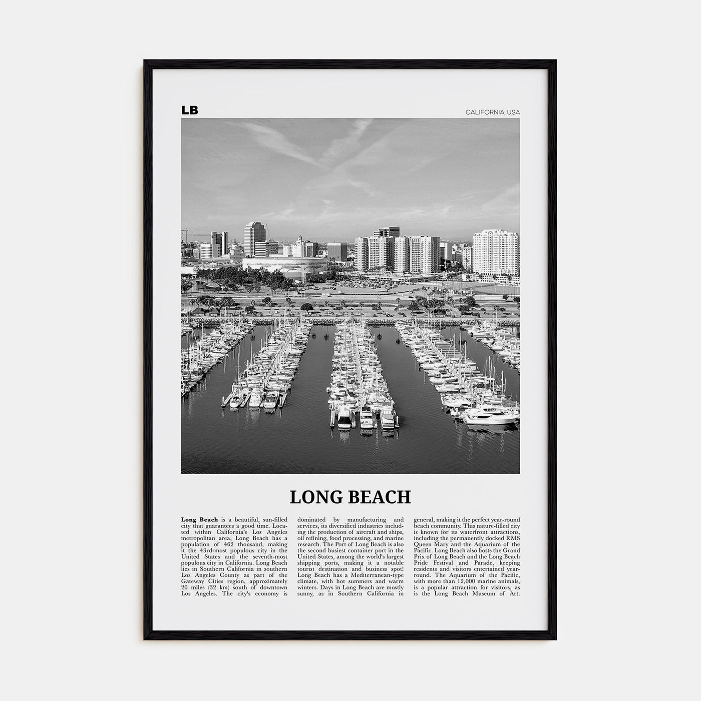 Long Beach Travel B&W No 2 Poster