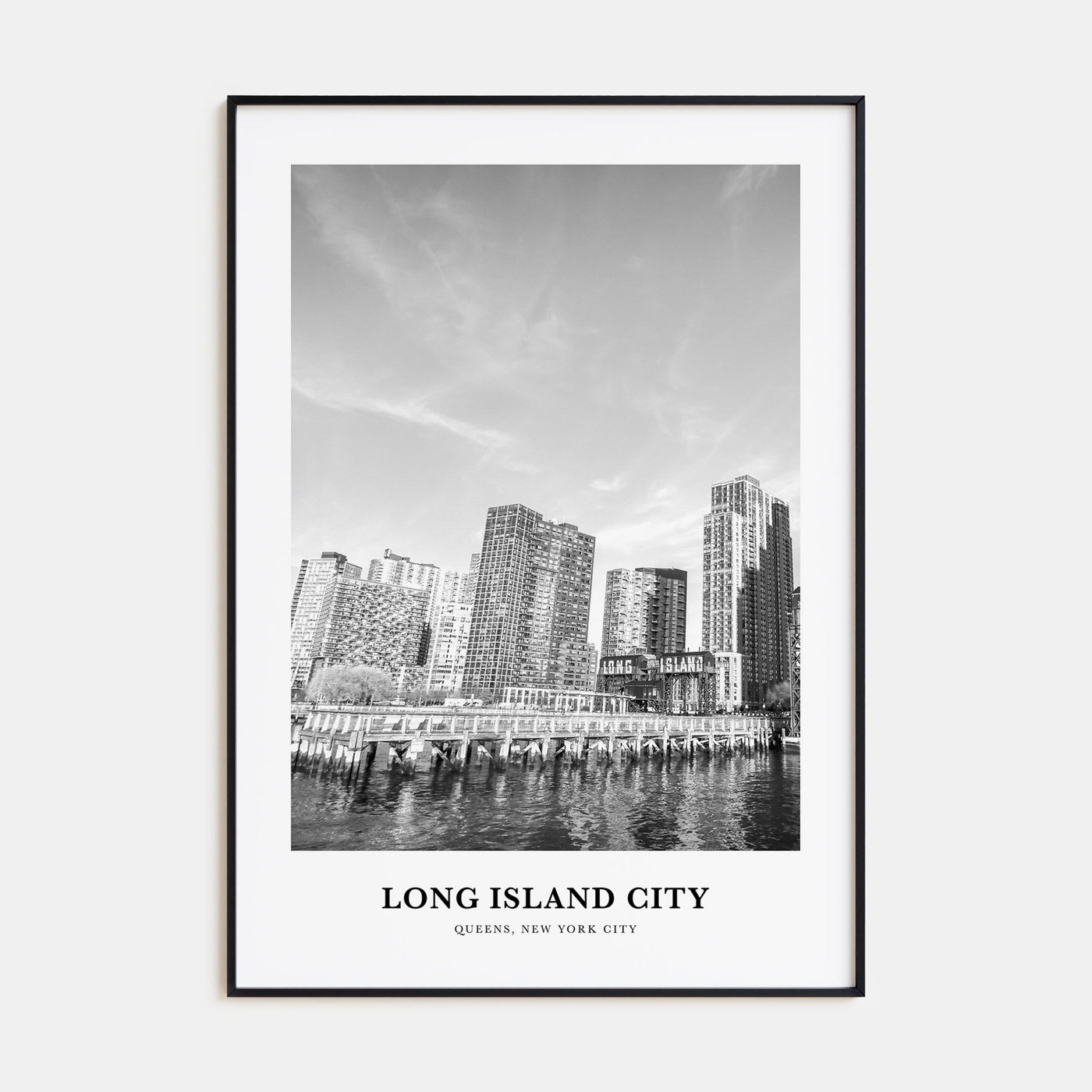 Long Island City Portrait B&W Poster