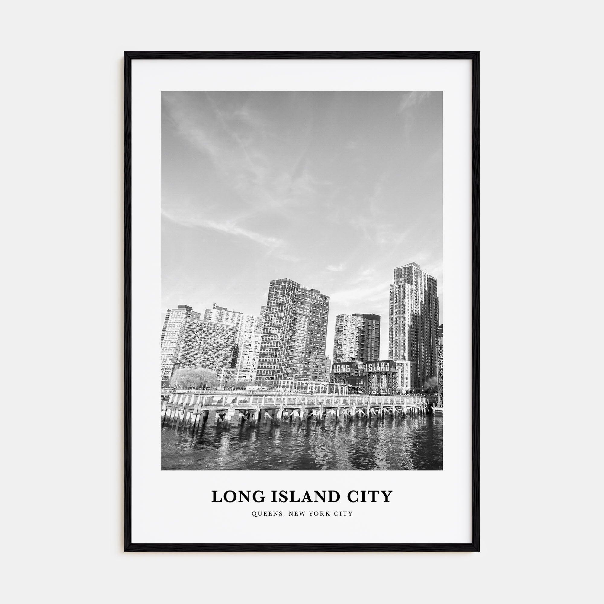Long Island City Portrait B&W Poster