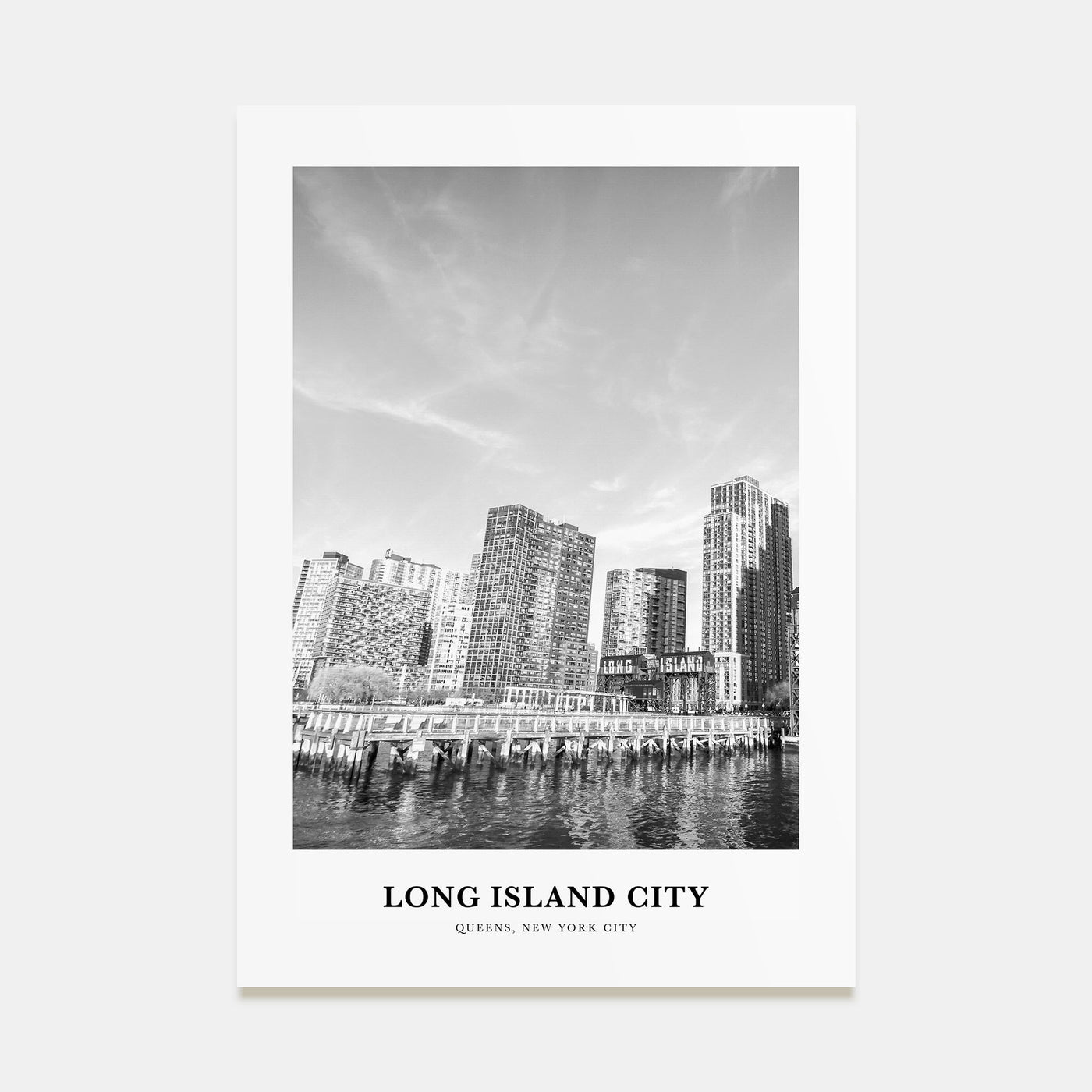 Long Island City Portrait B&W Poster