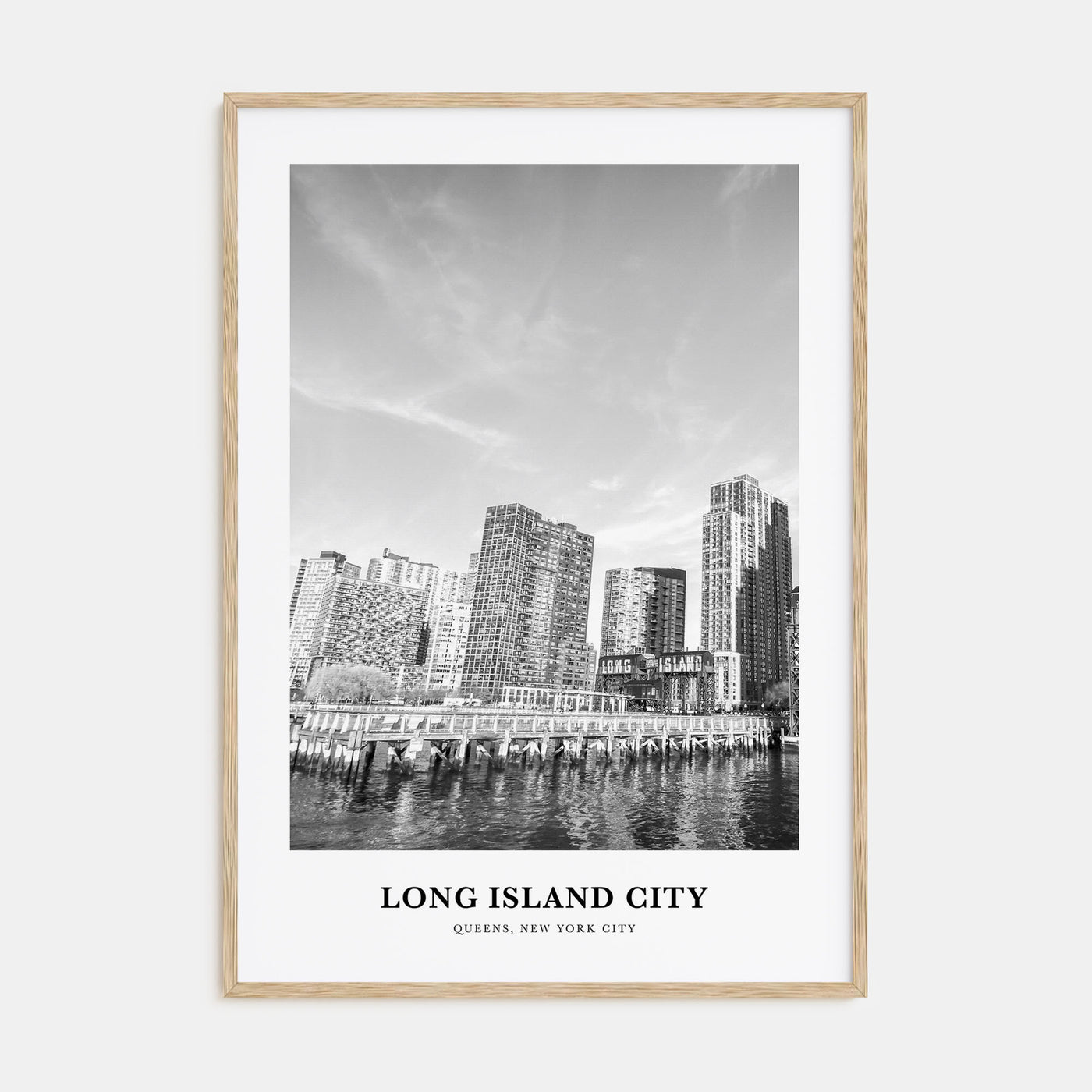 Long Island City Portrait B&W Poster
