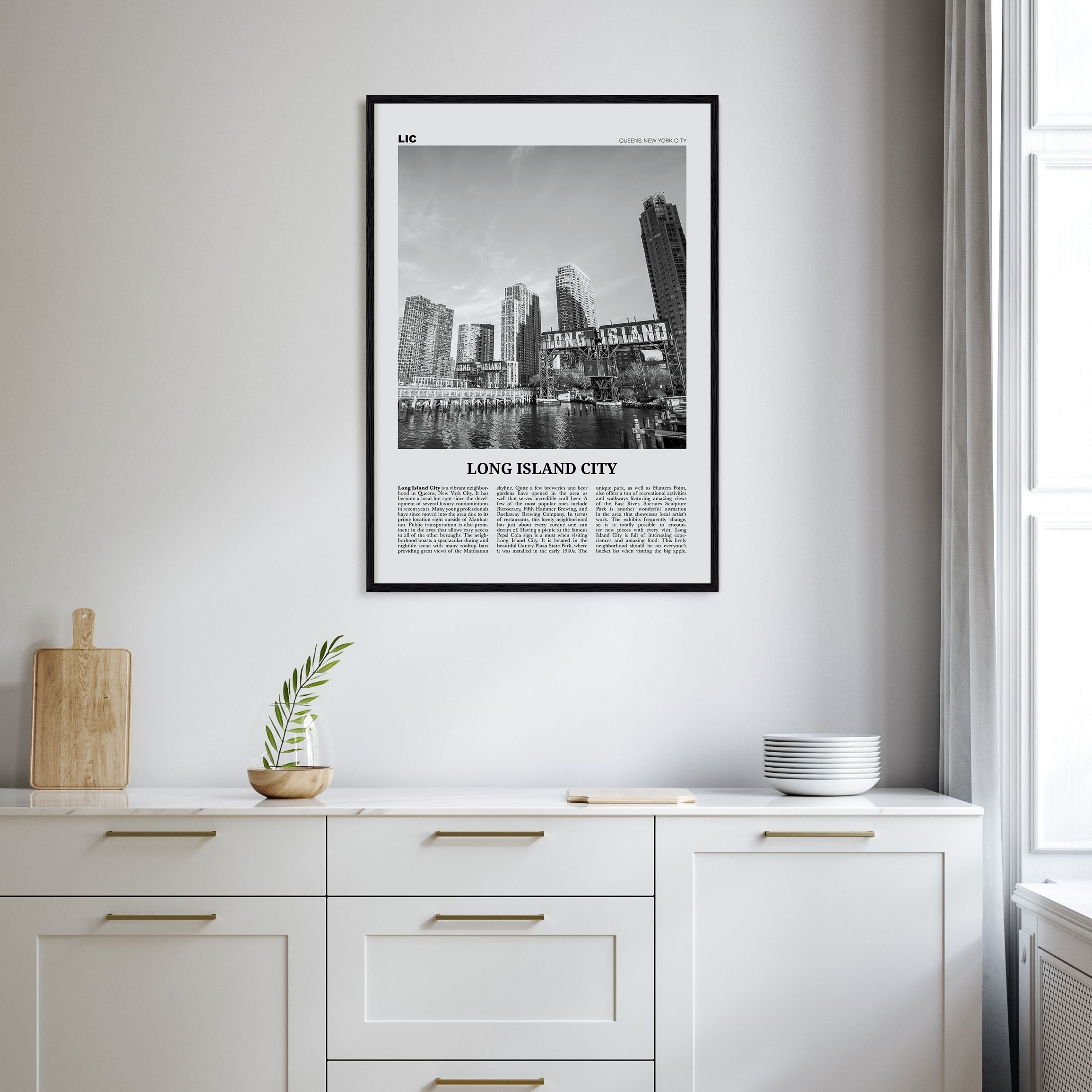 Long Island City Travel B&W Poster