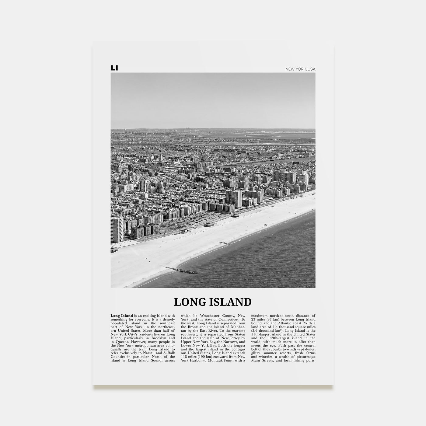 Long Island Travel B&W No 1 Poster