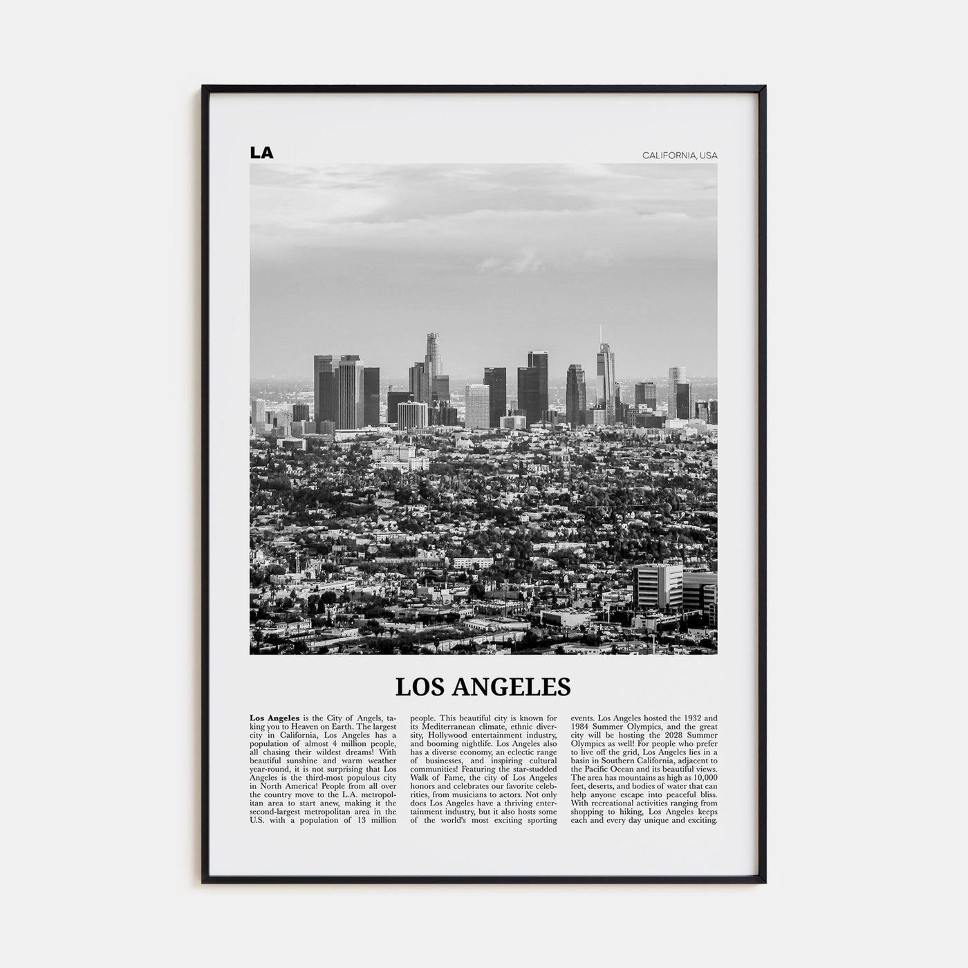 Los Angeles Travel B&W No 4 Poster