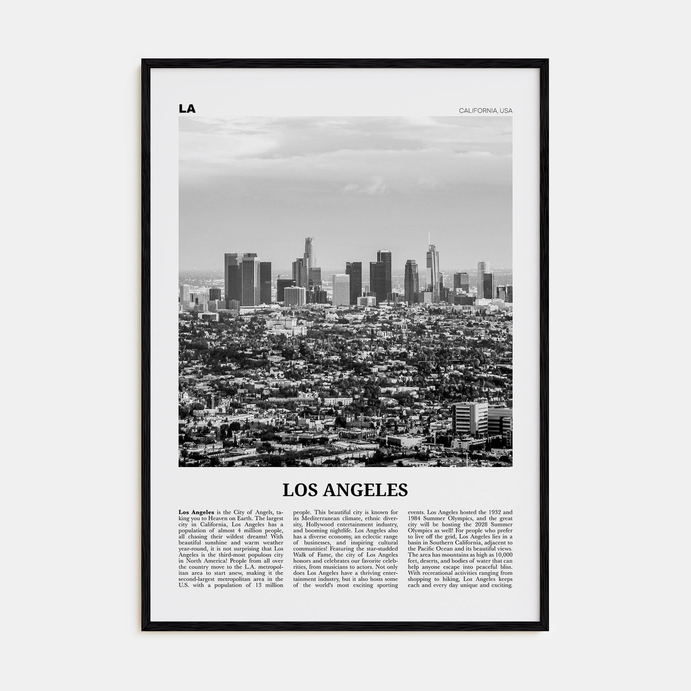 Los Angeles Travel B&W No 4 Poster