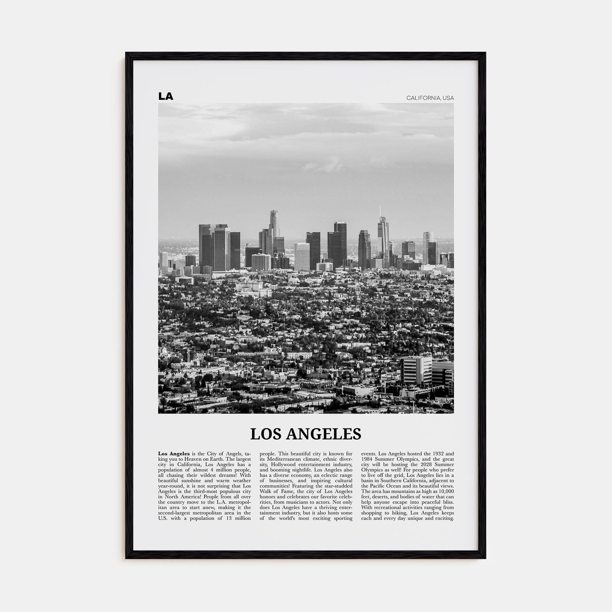 Los Angeles Travel B&W No 4 Poster
