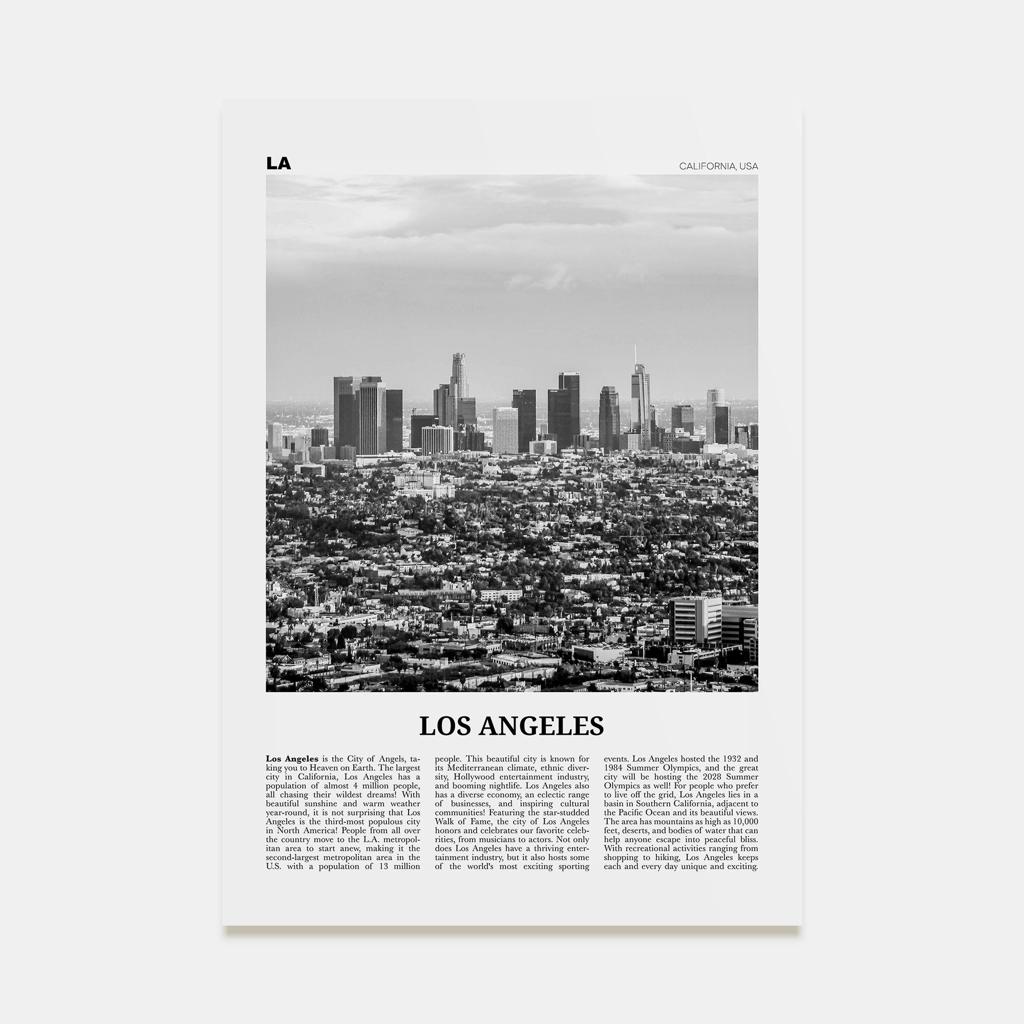 Los Angeles Travel B&W No 4 Poster