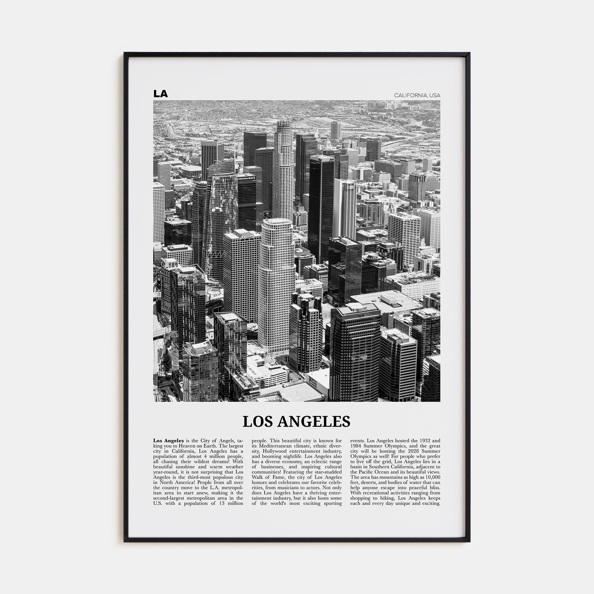 Los Angeles Travel B&W No 5 Poster