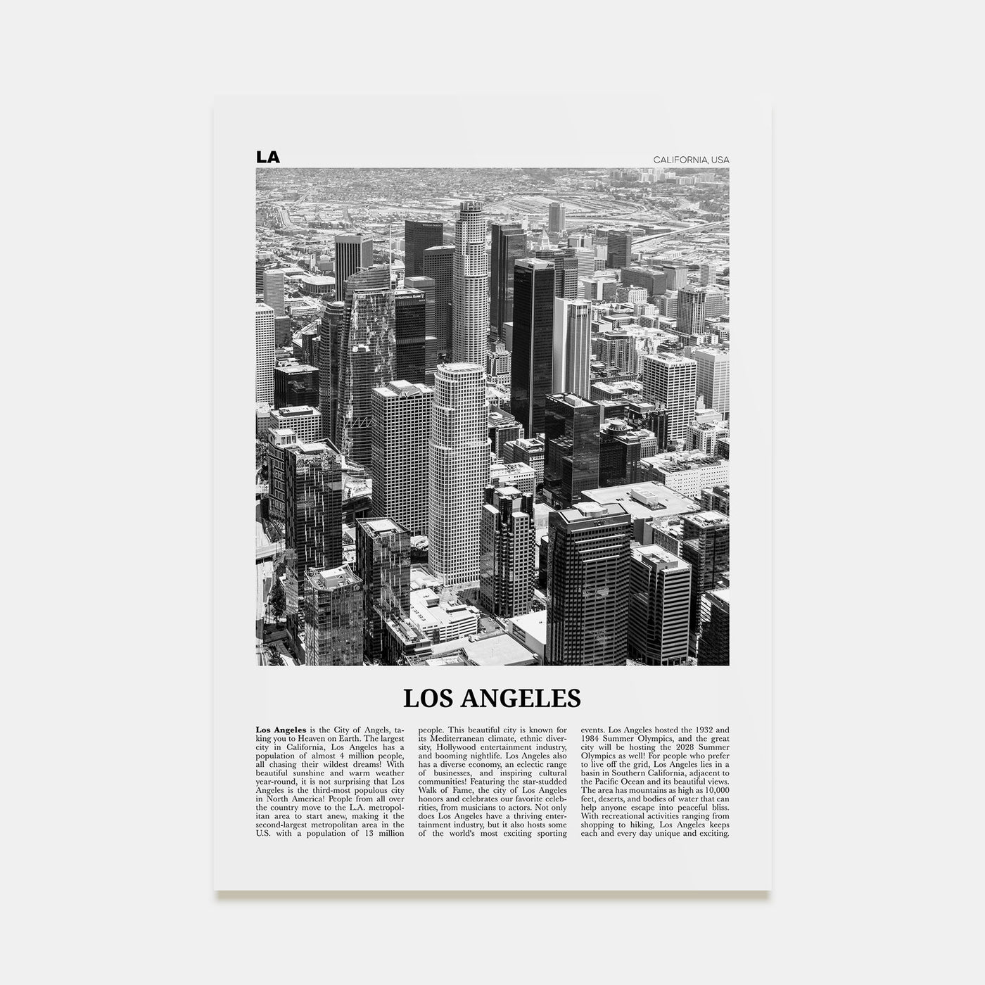 Los Angeles Travel B&W No 5 Poster