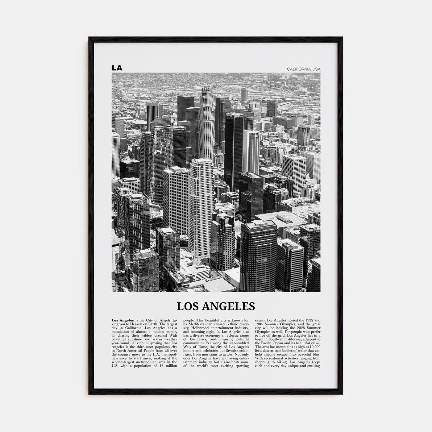 Los Angeles Travel B&W No 5 Poster
