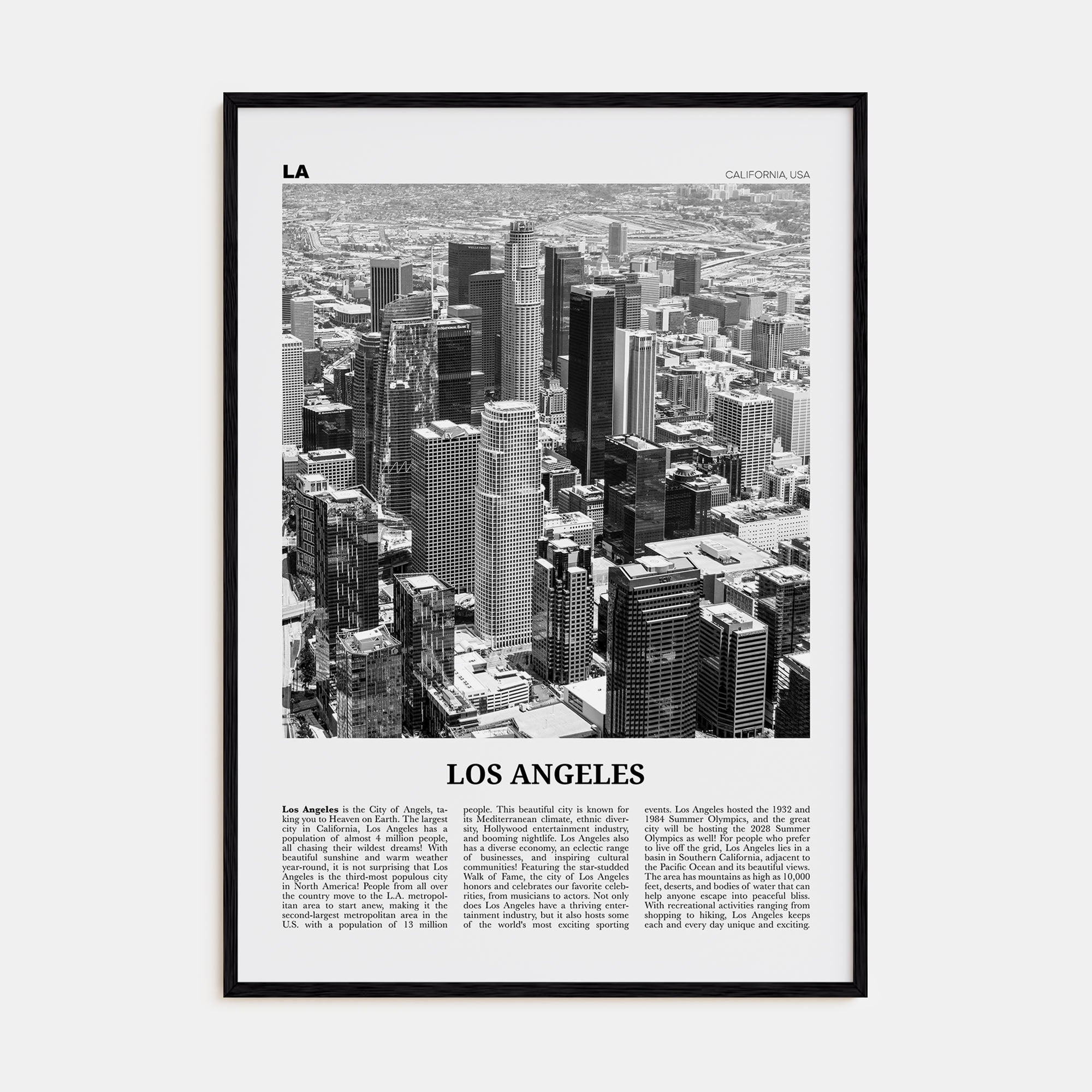 Los Angeles Travel B&W No 5 Poster