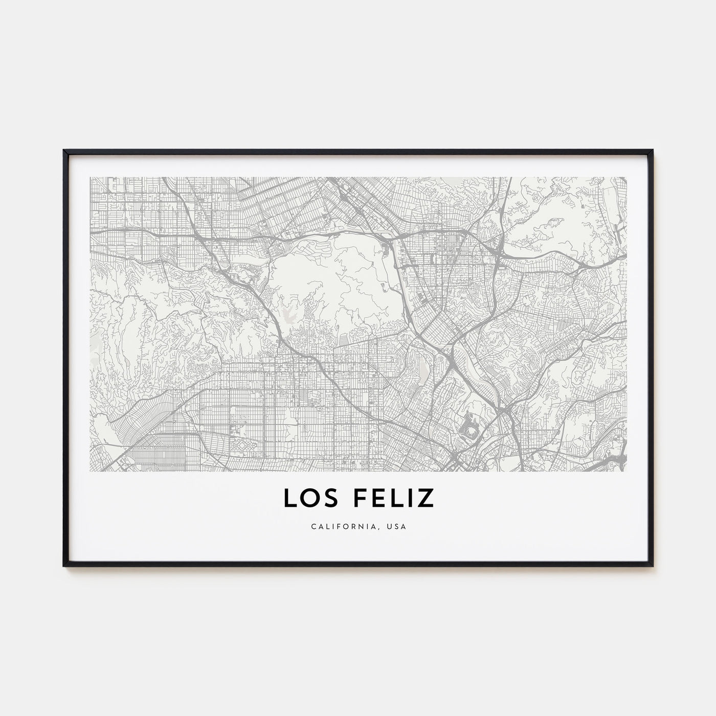 Los Feliz Map Landscape Poster