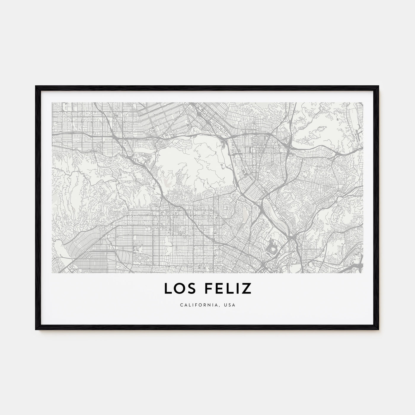 Los Feliz Map Landscape Poster