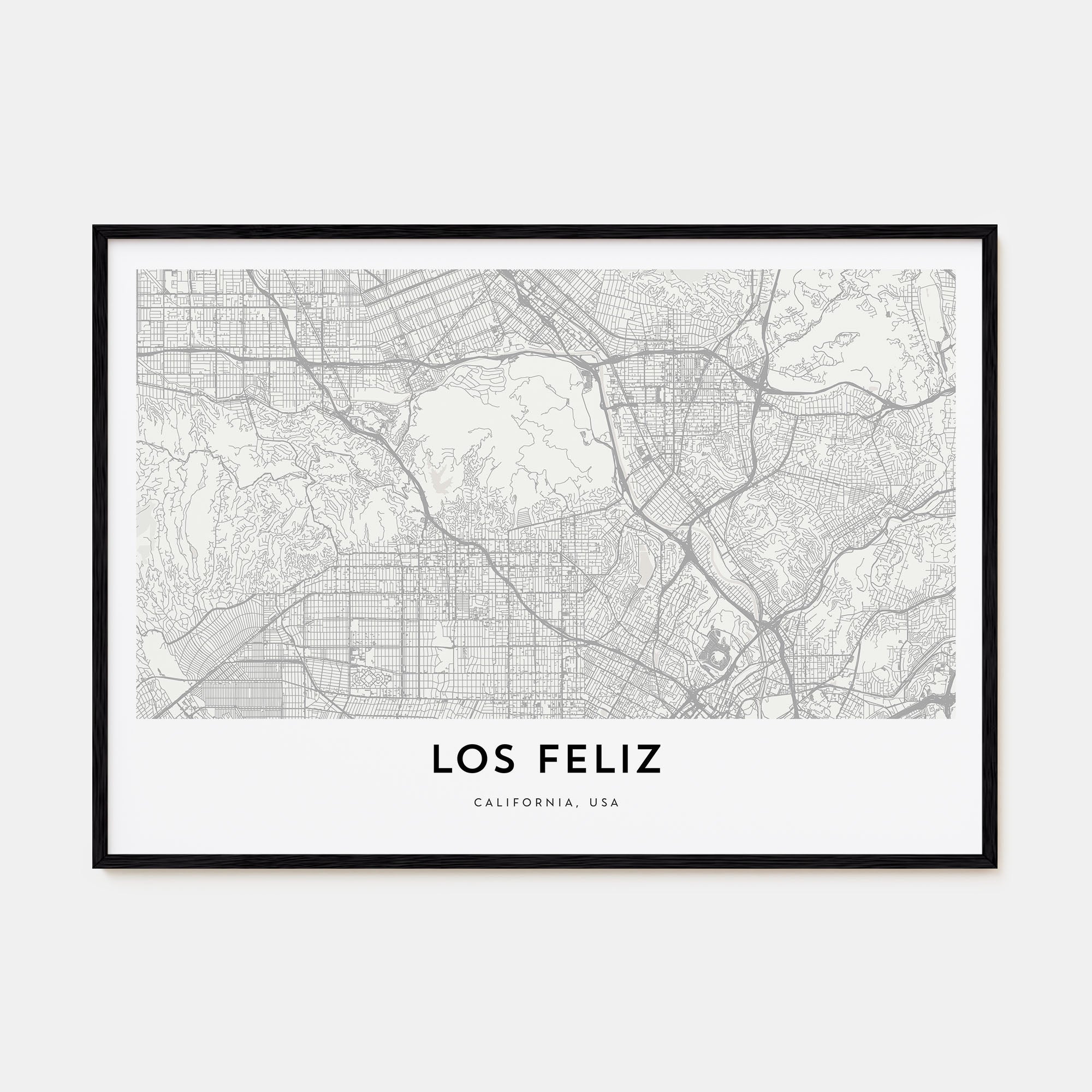 Los Feliz Map Landscape Poster