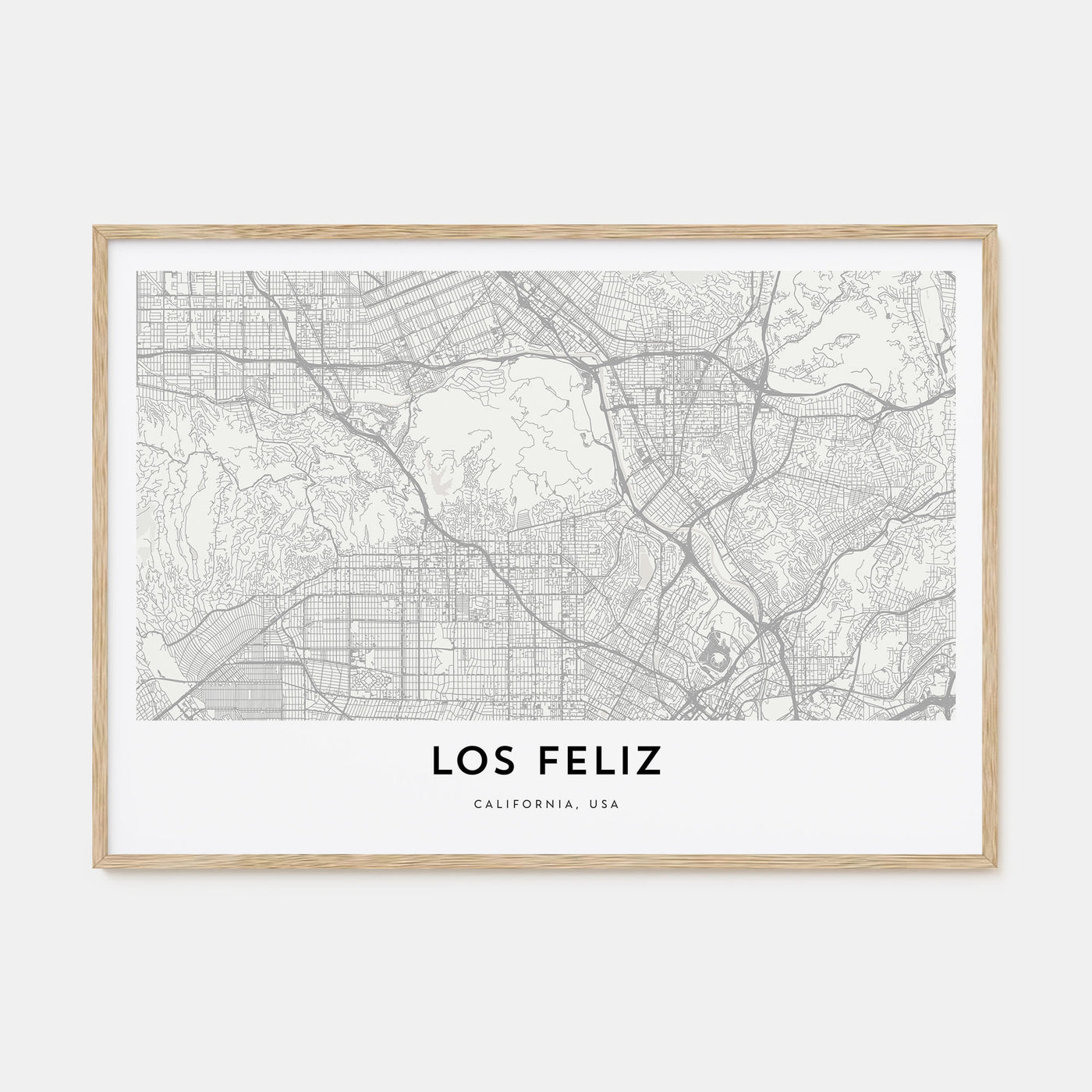 Los Feliz Map Landscape Poster