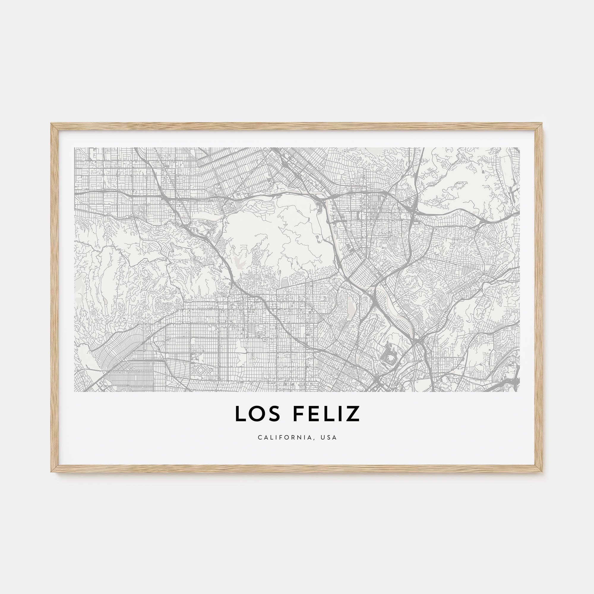 Los Feliz Map Landscape Poster