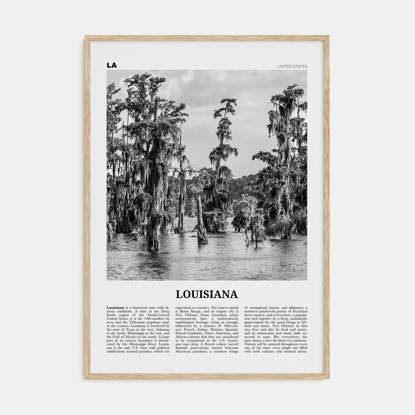 Louisiana Travel B&W No 1 Poster