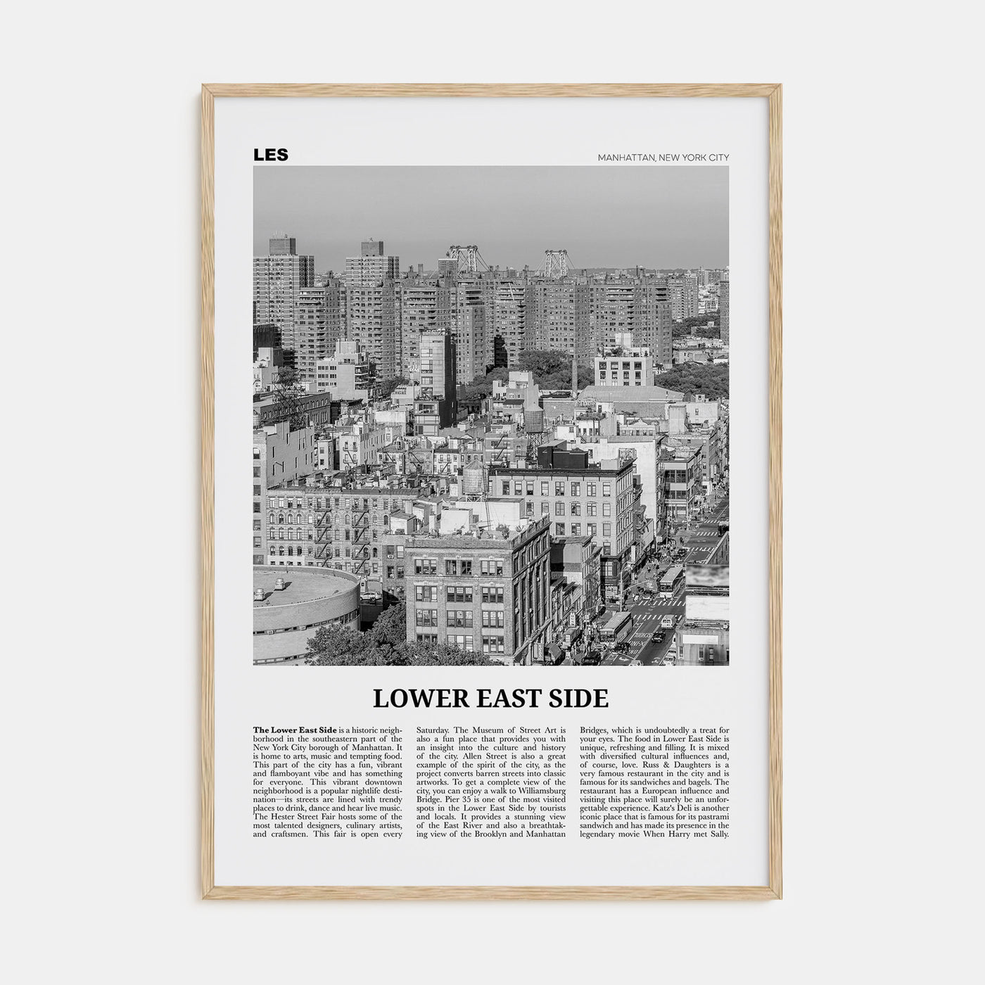 Lower East Side Travel B&W Poster